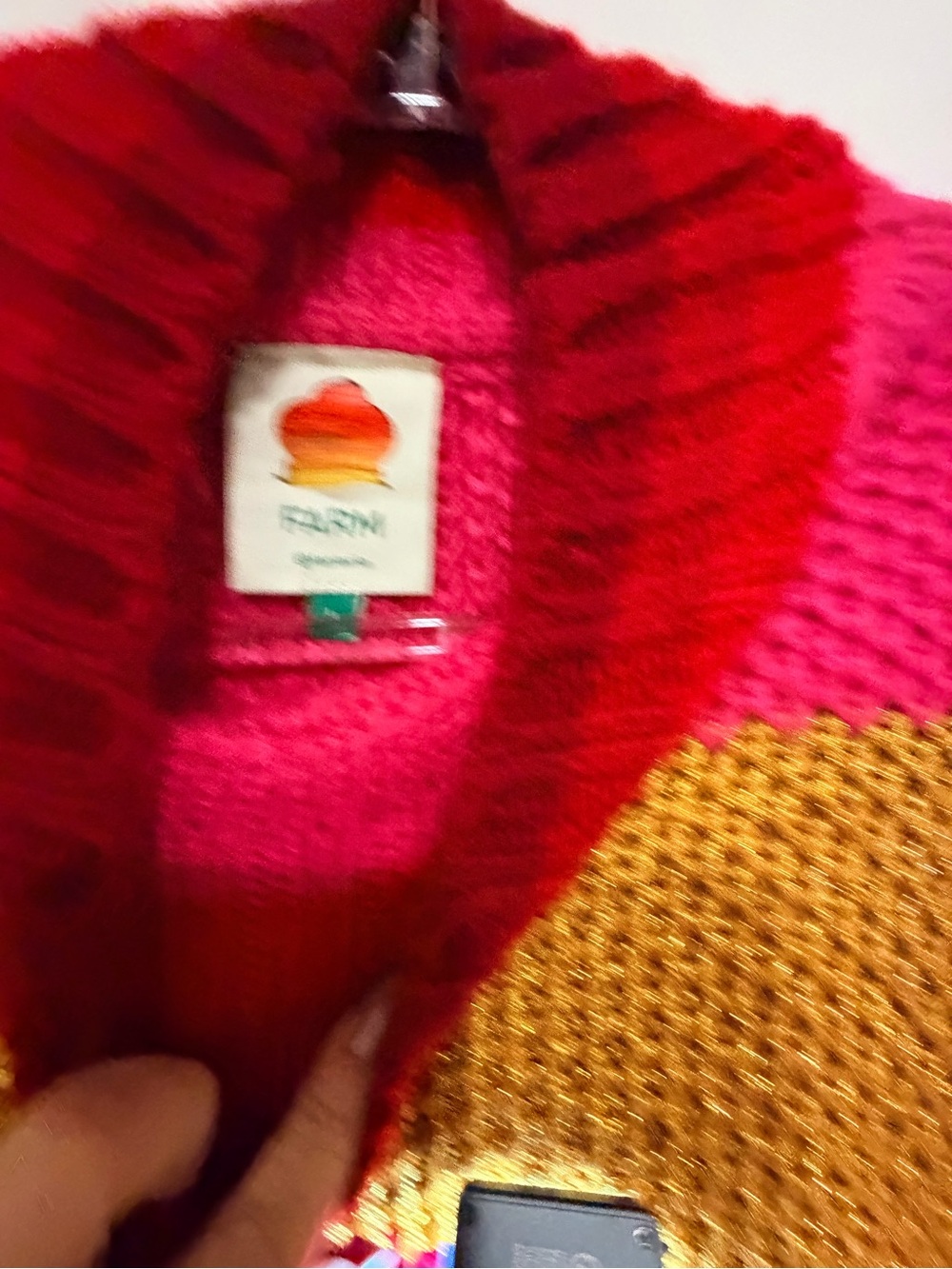 FARM Rio Multicolor Ribbed Turtleneck Sweater - Red, Pink & Yellow - Picture 2 of 6